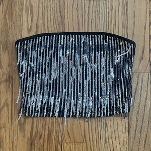 Urban Outfitters Black and Silver Sequin Tube Top